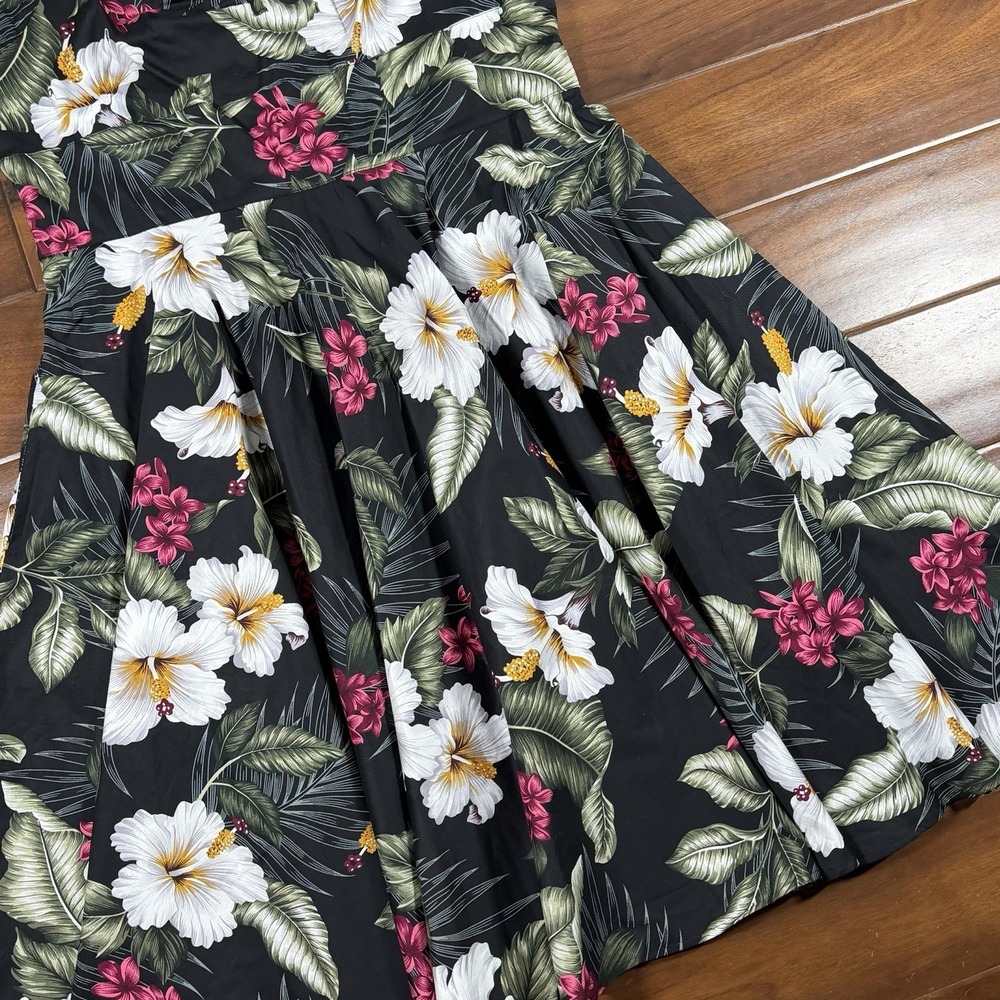 Hell Bunny Women's Size 2XL Black Tropical Floral Sasha Pinup Retro Swing Dress - Picture 3 of 10